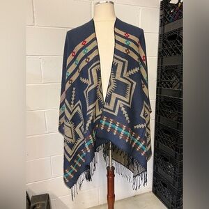 Woven tribal native style boho poncho southwestern unisex shawl wrap